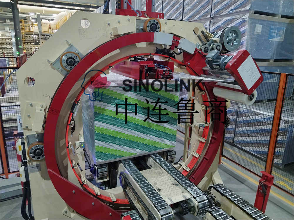 Automatic six-sided pre-stretch wrapping machine for plate building materials Automatic six-sided pre-stretch wrapping machine for plate building materials